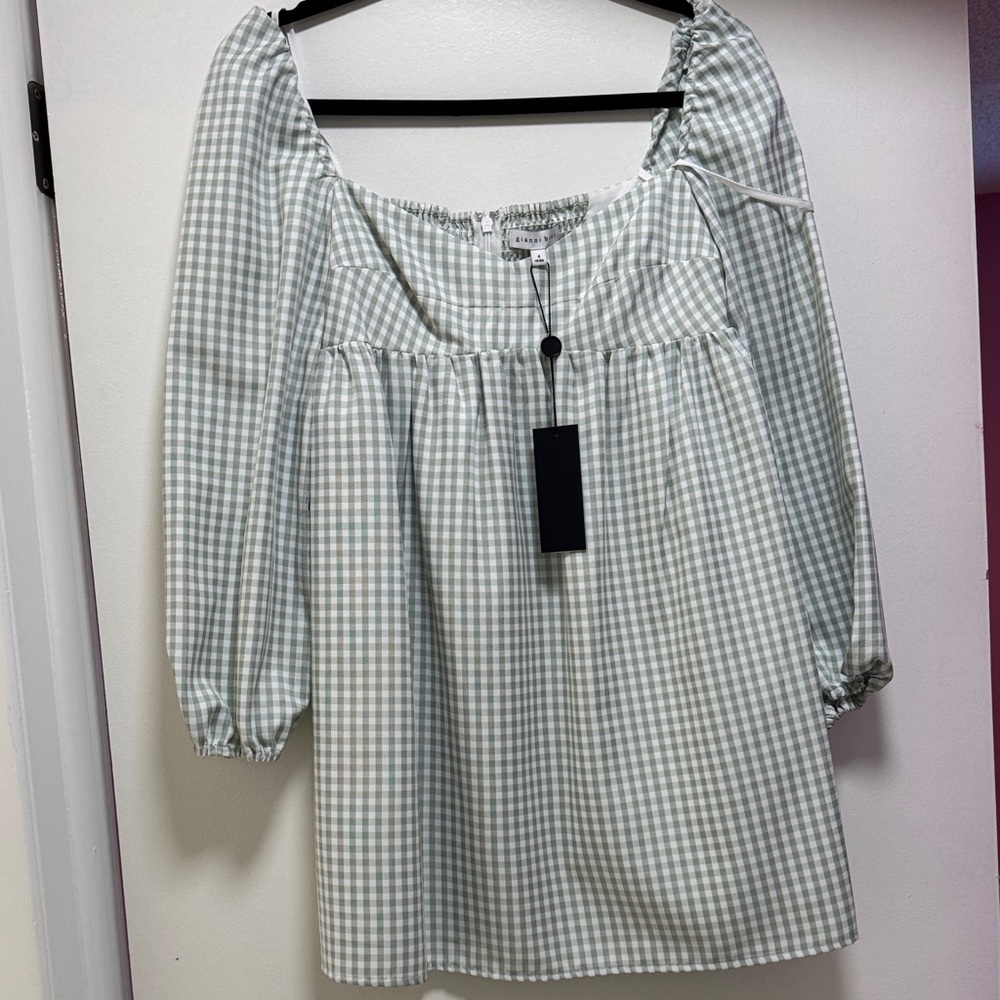 Gianni Bini Green Gingham Blouse